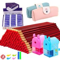 [50支铅笔+2B白橡皮+削笔器]儿童文具学习用品小学生HB铅笔套装 学生红木铅笔套装 30铅笔+4卡通橡皮+2小笔刀