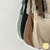 ins日系原宿古着感少女斜挎包韩版复古风文艺饺子包灯芯绒单肩包 灯芯绒饺子包白(无挂件) 收藏店铺 优先发货 送礼物