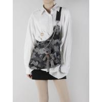 苏塔秋冬新品包包小众设计时尚百搭潮牛仔布熊大容量单肩斜挎包 黑灰 不加装饰小熊