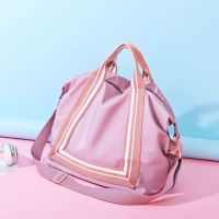 旅行包大容量女短途健身包干湿分离学生手提轻便收纳包防水行李包 粉色小号标准款[宽37高35厚21]