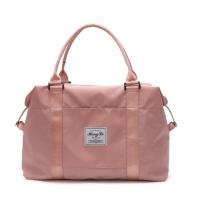 短途旅行包女韩版干湿分离简约行李袋健身出差男单肩大容量旅游包 粉色升级版 小号