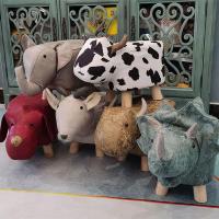 实木时尚儿童小凳子创意动物卡通软凳客厅方凳大象凳茶几家用矮凳 [加厚海绵款]随机动物颜色一个