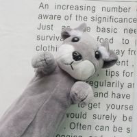 铅笔袋动物毛绒小可爱文具盒狗狗韩国卡通女孩玩偶小狗创意多功, 灰色雪瑞纳