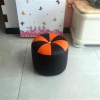 时尚换鞋凳皮墩彩虹皮凳脚凳茶几凳圆凳化妆美甲沙发凳矮凳 黑橘28高条纹凳
