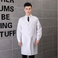白大褂女长袖冬款短袖护士服大学生化学实验服工作服医生服 男士长袖薄款(纽扣袖口普通款) M