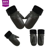 真皮手套男女冬季保暖加绒加厚连指防风骑车摩托车羊皮棉闷子手套 黑色加厚保暖 L大号