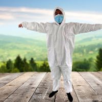 医疗无菌加厚透气隔离防护服连体全身式防空气飞沫病毒防尘隔离衣 医用白色隔离服 1套装均码