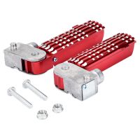 电动车脚踏板小龟脚踏爱玛电瓶车搁脚折叠后座放脚踩脚蹬架子通用 加粗款红色(左边+右边)[送安装配件