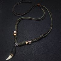 天然狼牙吊坠真黑狗牙齿辟邪防小人霸气男士项链情侣饰品学生 配黑牙吊坠长约4厘米 裸牙一颗(不配绳)