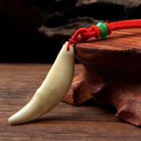 大黑狗牙真狗牙黑色藏獒牙齿獠牙狼牙本命年护身符吊坠饰品 系红色挂绳 3.7-3.9厘米上獠牙