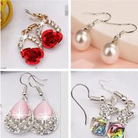 [6对套装]韩版时尚气质耳环简约大气水晶长款流苏耳坠 1#4对装