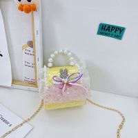 2021新款儿童小包包时尚艾莎公主斜挎包可爱苏菲亚女童手提单肩包 蝴蝶结黄色