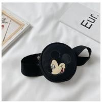 儿童帆布小胸包 ins韩版可爱卡通小挎包小宝宝街头帅气男女童腰包 黑色