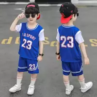 儿童夏装篮球服2022夏季新款时尚中大童薄款速干衣清爽帅气两件套 蓝色 [运动套装] 100 [偏小一码]