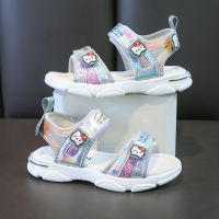 2021夏季新款女童凉鞋韩版休闲女生沙滩鞋防滑软底小女孩公主鞋子 KT01银色 建议脚长加一厘米拍内长