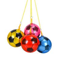 带拉绳儿童链子足球西瓜球拉绳吊环男女宝宝拍拍球弹力手拉手拎球 [链子足球颜色图案随机+气筒球针] 1个装
