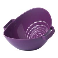 茶花筛子塑料水果蔬菜清洗多用筛篮子带手柄沥干沥水篮水果篮果盆 紫色