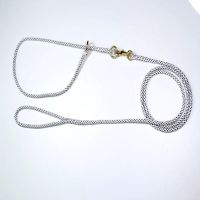 专业比赛柔软小圆绳尼龙牵引绳金毛边牧法牛柯基遛狗训练P链套装 黑白 P链40cm牵引绳120cm