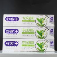 舒客益生菌专业清新牙膏(绿茶清爽)亮齿白薄荷柠檬210克×3支 益生菌绿茶清新