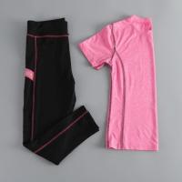 MWZ夏款韩版女式小女孩件套健身服健美操瑜伽服套装女小个子跑步[11月5日发完] 红色马斯裤+202玫红T恤 L