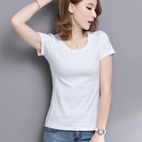 露肚脐上衣紧身短袖t恤女打底衫高腰肚皮舞衣瑜伽健身衣半截修身 常规款白色 S(适合80--90斤)