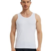 男士背心高弹力莱卡棉夏季青年修身秋冬内穿中老年打底棉吊带跨栏 白色 L 80-100斤