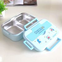 304不锈钢日式学生儿童饭盒卡通分隔型上班族分格便当盒带饭餐具 叮当(送餐具) 3格内胆可分离(1100ml)