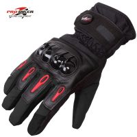 摩托车手套冬季保暖防风防摔骑士装备摩旅骑行手套加绒防水可触屏 黑色/防风保暖/可触屏(冬季) M