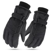 冬季男士加绒加厚保暖滑雪防水防风防寒骑行电动摩托车防滑手套冬 男士拉链款(全黑色)