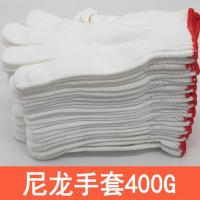 耐磨加厚涤纶尼龙劳保手套手部防护修车农活男女白手套厂家批发 4股尼龙丝编织400克 厂价惊喜24双装