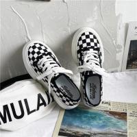 小众2021日系大头帆布鞋女学生日常可爱百搭黑白格子鞋子厚底板鞋 白色格子 35