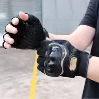 摩托车手套男半指夏 骑行手套半指机车山地车夏季手套装备 SC-03B 黑色(半指) XXL