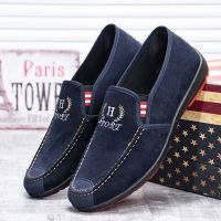 春季老北京布鞋男透气休闲鞋爸爸鞋软底豆豆鞋防滑懒人鞋帆布鞋 204蓝色 39