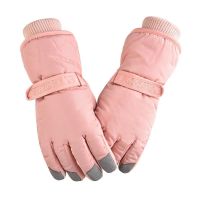 手套冬季保暖女加绒厚骑车手套学生韩版可爱防水骑车滑雪手套 B款浅粉色 均码