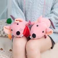 毛绒手套女冬韩版可爱卡通动物爪子加绒加厚保暖熊爪猫爪学生挂脖 仓鼠粉色