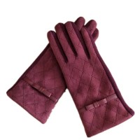 春秋冬季新款麂皮绒男女学生可爱情侣触屏手套不倒绒开车保暖棉款 红色