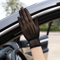 夏天夜场领舞网状手套女薄款高弹力网格婚纱女司机开车骑行手套 黑色