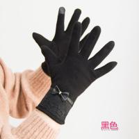 秋冬季加厚加绒手套女士双层防风骑车手套可爱保暖韩版春 黑色-大蕾-单绒