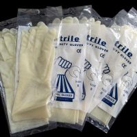 厨房剥板栗白色透明Nitrile手套丁晴腈手套手撕鸭 耐油耐酸碱耐用 7-S小号 1双