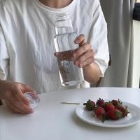 冷淡风抽象女孩透明玻璃杯韩国ins简约小清新便携学生随手水杯 手提杯460ml