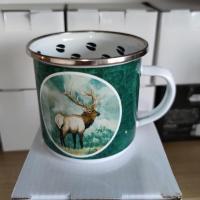 厂家直销加厚珐琅搪瓷水杯咖啡杯茶杯非陶瓷小熊维尼马克小水杯 梅花鹿杯口径8公分(微瑕)