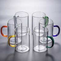 [新店活动]加厚耐热玻璃水杯家用彩色带把手茶杯男女茶水杯套装 350毫升加厚款 1只装 颜色随机