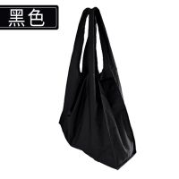 防水布袋背心式耐磨实用可折叠尼龙买菜包环保超市购物居家收纳袋 黑色