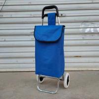 买菜车购物车小拉车家用折叠爬楼手拉杆车便携老年人超市推车拖车 特价小号蓝 均码