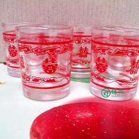 80ml怀旧l婚庆 喜庆双喜玻璃 结婚杯子小杯子12个 一盒12个