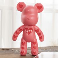 暴力熊潮玩手办diy彩绘非石膏娃娃生日礼物白胚涂色搪胶盲盒玩具 爱心熊高约23cm送色料