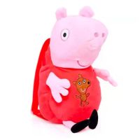 儿童包新款卡通可爱儿童背包宝宝幼儿园双肩包小猪儿童书包 毛绒款红色