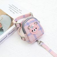 狗狗胸背带牵引绳自背包可爱背心式防挣脱泰迪小型犬外出遛狗绳子 粉色卡通熊工字背+牵引绳(两件套) S码(3-7斤)
