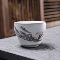 汝窑茶杯汝瓷可养开片陶瓷主人杯大号品茗杯功夫茶具茶杯单杯茶盏 汝窑束口杯-春