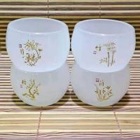 加厚玉石茶杯梅兰菊竹整套品喝茶茶杯玉白色功夫茶茗品个性茶具 玉白色4个一套